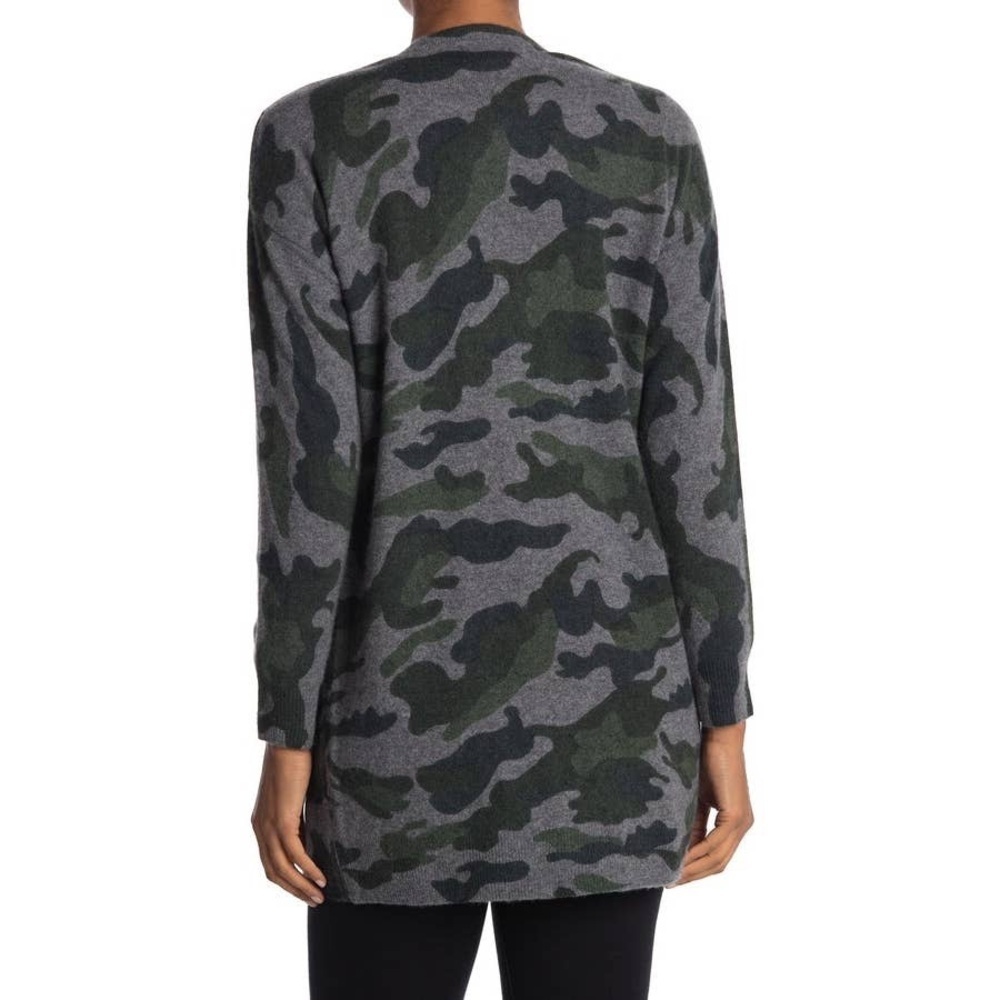 MAGASCHONI Cashmere Camo Open Front Cardigan in Olive Camo Size L - Picture 2 of 11